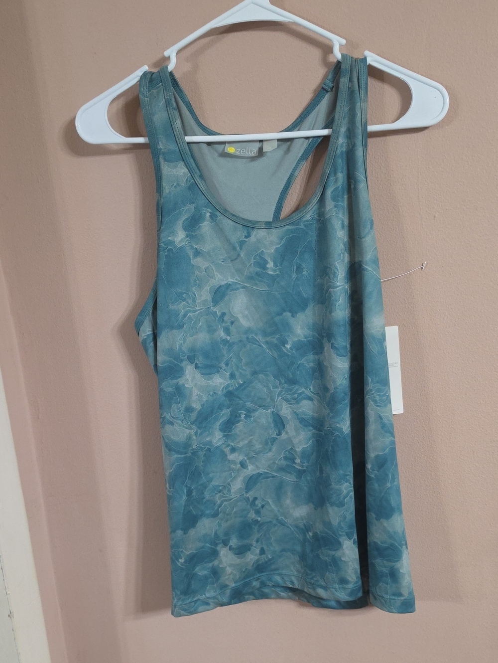 Zella Teal Marble-Effect Racerback Tank